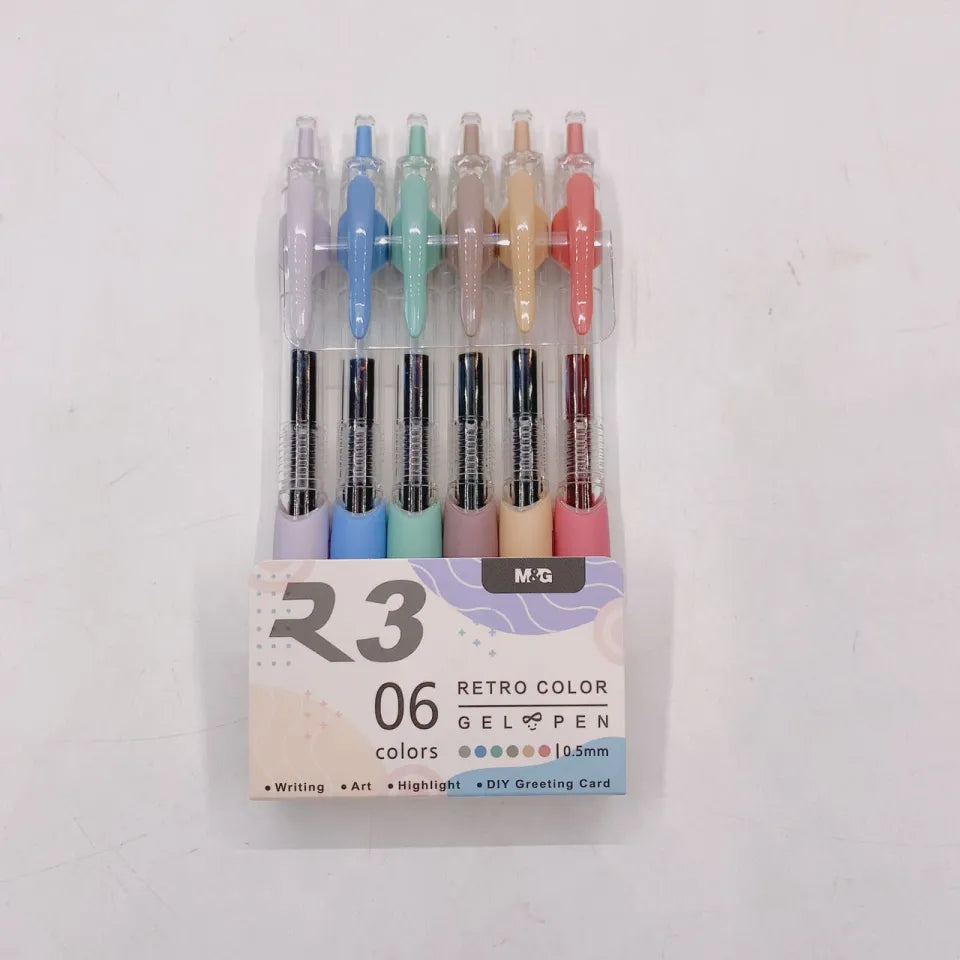 M&G Retro Color Gel Pen 6Colors 0.5Mm