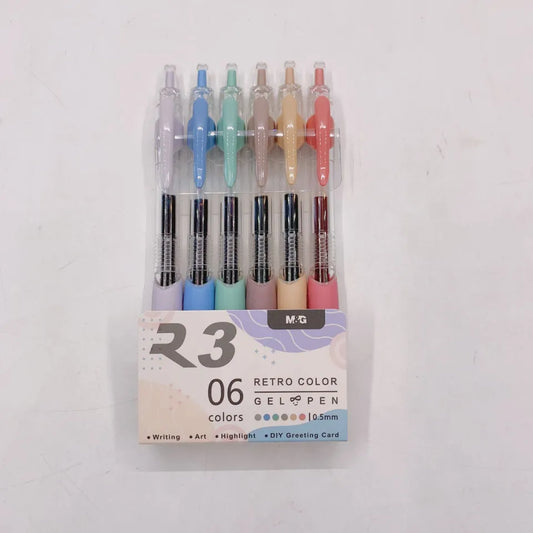 M&G Retro Color Gel Pen 6Colors 0.5Mm