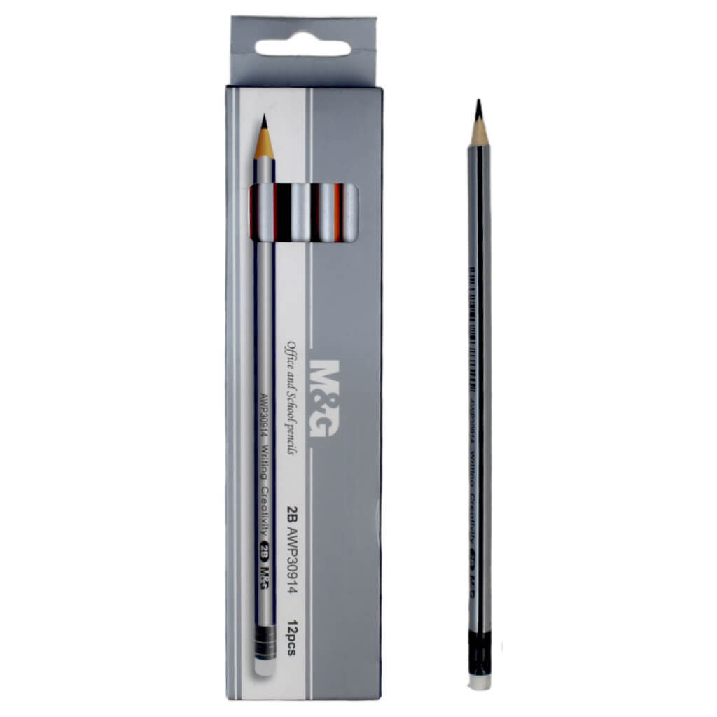 M&G Pencil With Eraser Triangle 2B (12pcs)