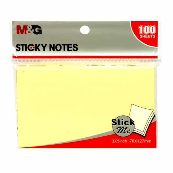 M&G Sticky Notes 100 Sheets Yellow Color 76X127Mm