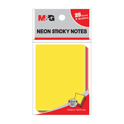 M&G Neon Color Sticky Notes 100 Sheets 4C 76X51Mm