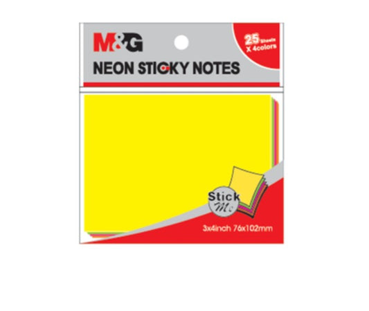 M&G Neon Color Sticky Notes 100 Sheets 4C 76X102Mm