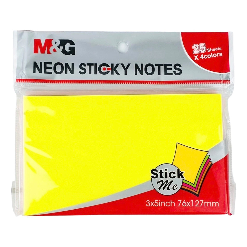 M&G Neon Color Sticky Notes 100 Sheets 4C 76X127Mm