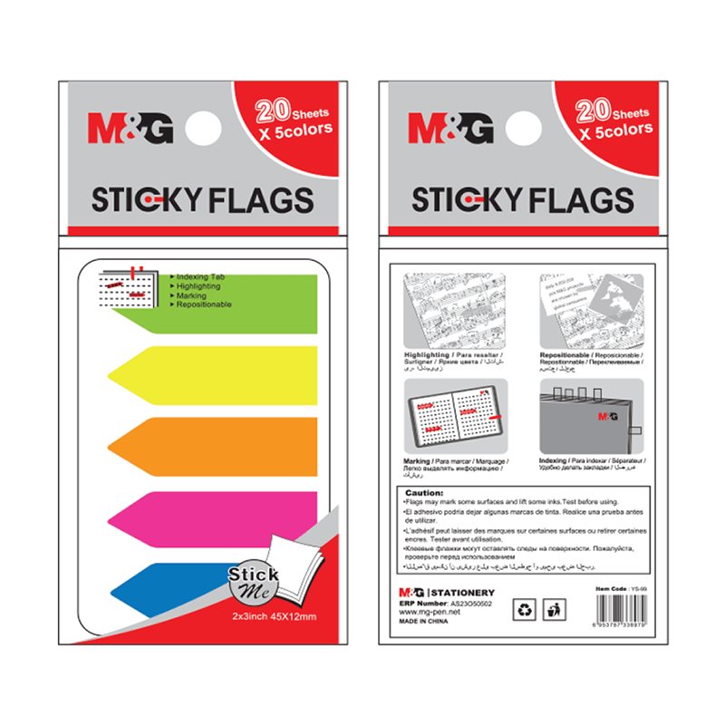 M&G Sticky Flags 20 Sheets 45X12Mm